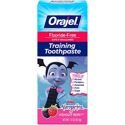 Orajel Vamparina Fluoride-Free Training Toothpaste, Midnight Berry Flavor, One 1.5oz Tube: Orajel 1 Pediatrician Recommended Brand for Kids Non-Fluoride Toothpaste