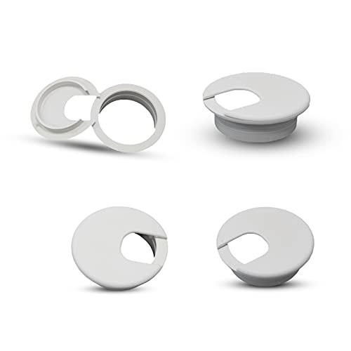 JANEMO 4 Pcs Desk Wire Hole Insert,2 Inch Mounting Desk Hole Gromment,Use for Organize The Wires from Computer Desks,PC Peripheral,Office Equipment,White