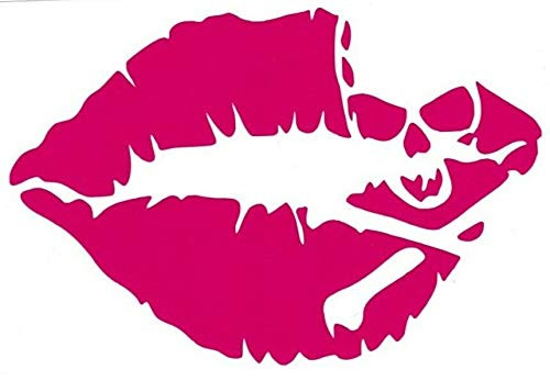 UUSticker 4x6Inch Skull  and  Lips Vinyl Sticker Decal for Car Motorcycle Window Bumper Laptop Notebook Pink