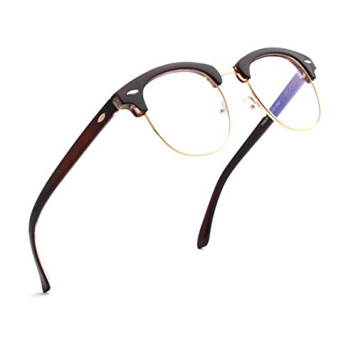 ENSARJOE Blue Light Blocking Glasses Semi Rimless Nerd Eyeglasses Frame Anti Blue Ray Computer Game