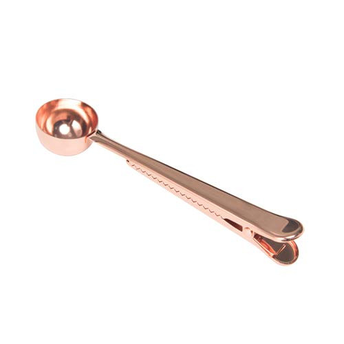 2 in 1 Coffee scoop, Stainless Steel Measuring Spoon with Coffee Bag Clip for Ground Coffee, Espresso, Coffee Beans -Rose- 2 in 1 Coffee scoop, Stainless Steel Measuring Spoon with Coffee Bag Clip for Ground Coffee, Espresso, Coffee Beans -Rose-