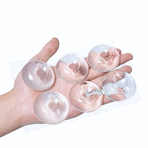 Door Stopper Wall Protector -Clear 6Pcs- - Premium, Self-Adhesive, Reusable Door Knob Bumper - Upgrade, Shock Absorbent Gel, Wall Shield  and  Silencer for Door Handle. Soft Rubber Door Stop