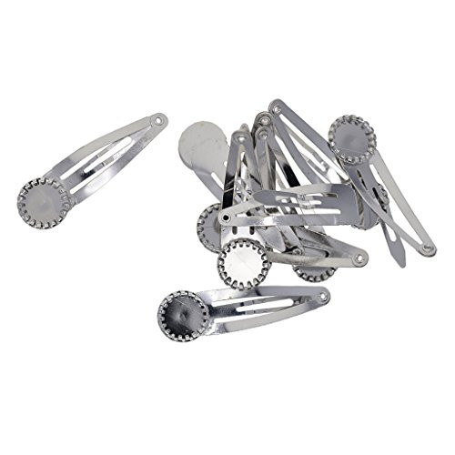 Baosity 10 Pieces Metal Snap Hair Clip Barrettes Blank Tray 12mm Cabochon Setting Base for DIY Jewelry Hair Accessories - Silver Baosity 10 Pieces Metal Snap Hair Clip Barrettes Blank Tray 12mm Cabochon Setting Base for DIY Jewelry Hair Accessories - Silver