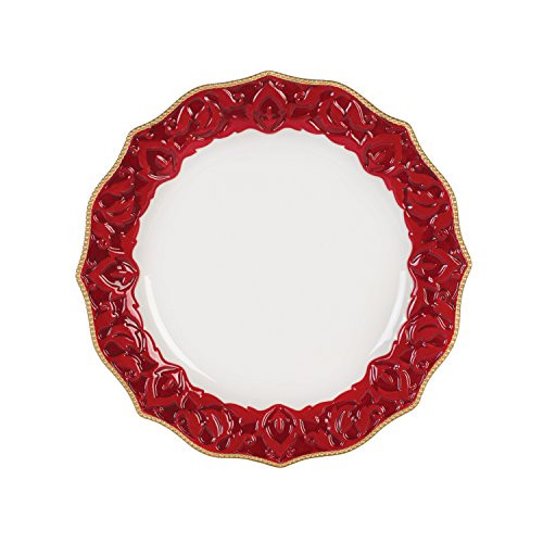 Fitz and Floyd 49-673 Renaissance Holiday Dinner Plate, Red White