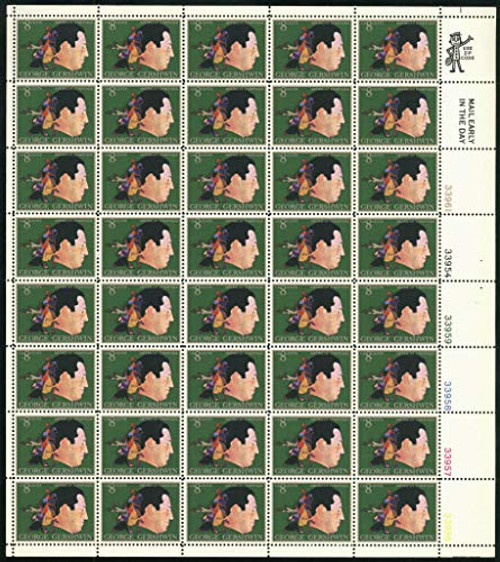 George Gershwin Sheet of 50 x 8 Cent US Postage Stamps Scott 1484