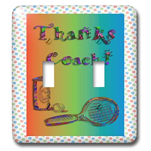 3dRose LLC 3dRose LLC lsp-20167-2 Thank you to Tennis Coach Tennis Racket and Balls - Double Toggle Switch