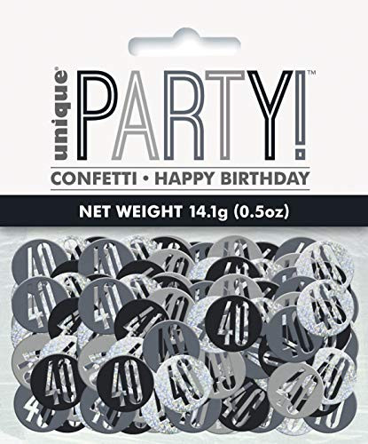 Unique 83827 Black Prismatic 40th Birthday Confetti, 5 oz 1 Pack, Age 40