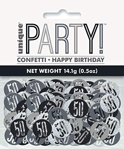 Unique 83828 Black Prismatic 50th Birthday Confetti, 5 oz 1 Pack, Age 50