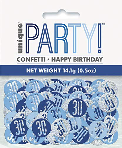 Unique 83839 Blue Prismatic 30th Birthday Confetti, 5 oz 1 Pack, Age 30