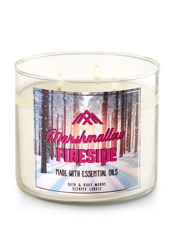 Bath & Body Works 3-Wick Candle in Marshmallow Fireside - Made With Essential Oils
