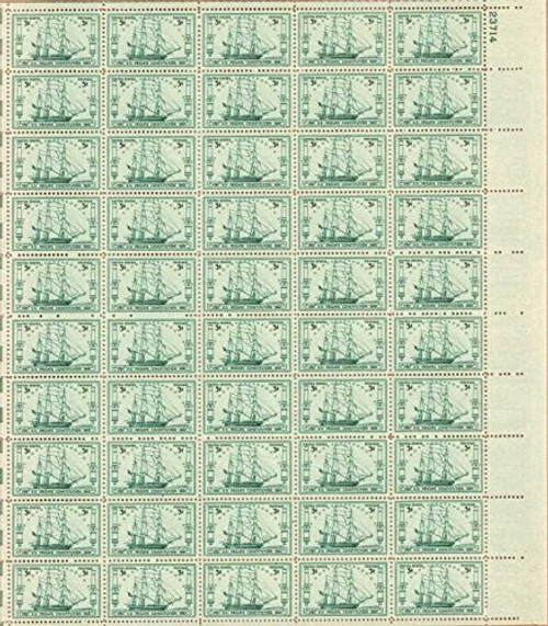 US Stamp - 1947 US Frigate Constitution - 50 Stamp Sheet - Scott 951