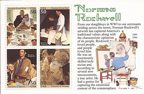 USPS 1994 Norman Rockwell - Souvenir Sheet of Four 50 Cent Stamps - Scott 2840 USPS 1994 Norman Rockwell - Souvenir Sheet of Four 50 Cent Stamps - Scott 2840