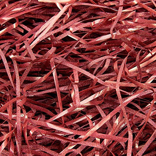 Glitter Raffia Paper Shreds for Gift Box, CINPIUK 100 Gram Gift Basket Filler Shiny Shredded Tissue Paper Filling for Valentine's Day, Wedding, Mother's Day, Christmas, Burgundy Glitter Raffia Paper Shreds for Gift Box, CINPIUK 100 Gram Gift Basket Filler Shiny Shredded Tissue Paper Filling for Valentine's Day, Wedding, Mother's Day, Christmas, Burgundy