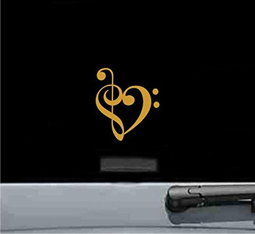 JS Artworks Bass and Treble Clef Vinyl Decal Sticker Music Note Sheet Book -Gold- JS Artworks Bass and Treble Clef Vinyl Decal Sticker Music Note Sheet Book -Gold-