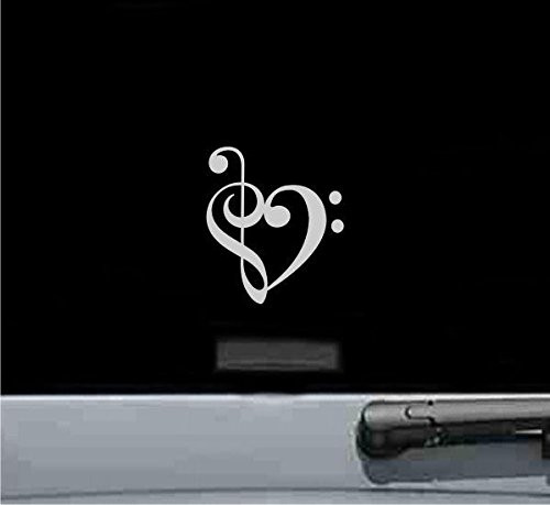 JS Artworks Bass and Treble Clef Vinyl Decal Sticker Music Note Sheet Book -Silver- JS Artworks Bass and Treble Clef Vinyl Decal Sticker Music Note Sheet Book -Silver-