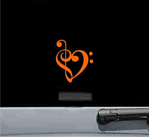 JS Artworks Bass and Treble Clef Vinyl Decal Sticker Music Note Sheet Book -Orange- JS Artworks Bass and Treble Clef Vinyl Decal Sticker Music Note Sheet Book -Orange-
