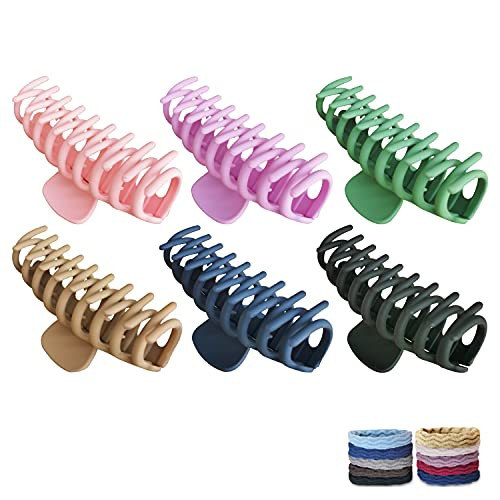 6 Pack Hair Claw Clips for Women and Girls, 4 Inch Nonslip Large Matte Jaw Claw Clips Strong Hold Fashion Hair Accssories, Big Hair Claws Hair Clips for Thick Thin Hair 6 Pack Hair Claw Clips for Women and Girls, 4 Inch Nonslip Large Matte Jaw Claw Clips Strong Hold Fashion Hair Accssories, Big Hair Claws Hair Clips for Thick Thin Hair