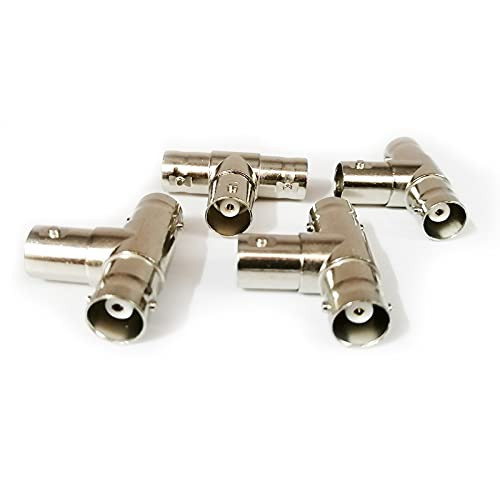 T-Shape 3 Way BNC Splitter,BNC Female to Double BNC Female Adapter RF Coaxial Connector for CCTV,Antenna,Coaxial Cable?4 Pack?