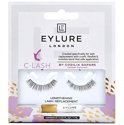 Eylure London C-Lash False Lashes, Reusable, Adhesive Included, 1 Pair -Lengthening-