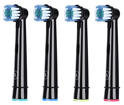 Aster Compatible Oral B Replacement Brush Heads Black - 4 Pack of Power Toothbrush Replacement Heads - Compatible Oral B Braun Replacement Brush Heads Black Aster Compatible Oral B Replacement Brush Heads Black - 4 Pack of Power Toothbrush Replacement Heads - Compatible Oral B Braun Replacement Brush Heads Black