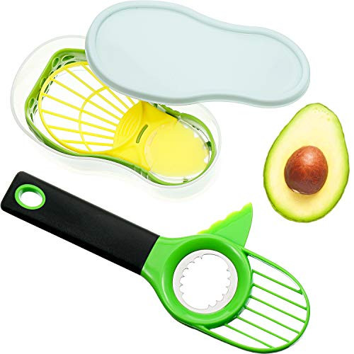 2 Pieces Avocado Slicer Set, 3 In 1 Avocado Slicer Splitter Cutter Multi-functional Avocado Slicer Seed Remover and 5 In 1 Avocado Slicer Saver Avocado Pit Remover for Kitchen Use