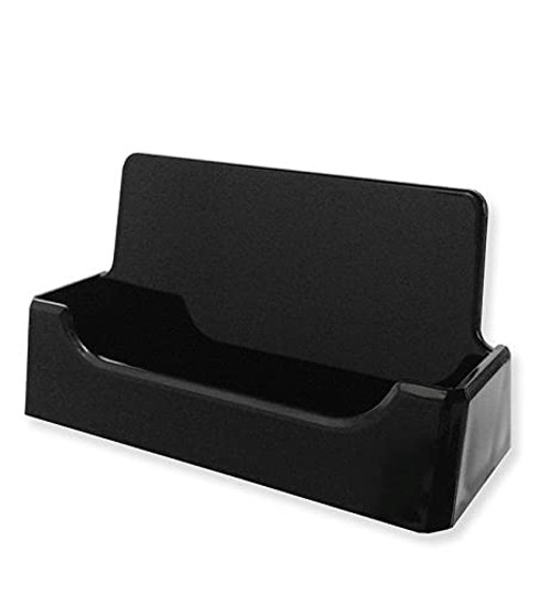 Tag Plastics - Classic or Rounded Black Acrylic Business Card Holder Display Office Business Card Holder Business Card Stand Business Card Desk Holder, Fits 30-50 Business Cards -1-