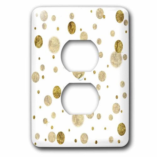 3dRose lsp_213072_6 Chic Gold Bling Bokeh Confetti Dots 2 Plug Outlet Cover