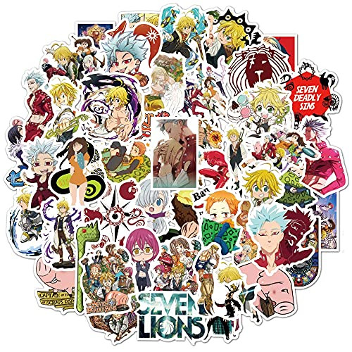 50 Pcs Stickers for The Seven Deadly Sins,Funny Stickers for Water Bottle Laptop Skateboard Luggage Flask Computer Car Phone,Cool Vinyl Waterproof Stickers