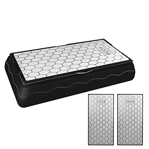 Ansblue Knife Sharpening Stone, Double-sided Diamond Sharpening Stone Sharpener,with Anti-slip Base - 400/1000 Grit