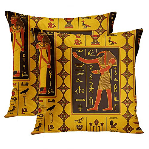 Emvency Set of 2 Throw Pillow Covers Red Black and Yellow Egypt Anubis Egyptian Gods Ancient Hieroglyphs Decorative Pillow Cases Home Decor Standard Square 18x18 Inches Pillowcases Emvency Set of 2 Throw Pillow Covers Red Black and Yellow Egypt Anubis Egyptian Gods Ancient Hieroglyphs Decorative Pillow Cases Home Decor Standard Square 18x18 Inches Pillowcases