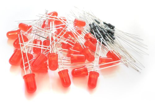 microtivity IL111 5mm Diffused Red LED w/Resistors -Pack of 30-