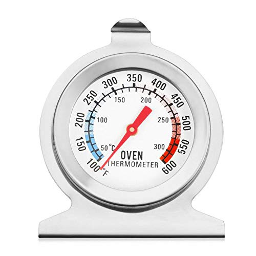 in Oven Thermometer for Grill Smoker BBQ 50-300C/100-600F, Instant Read Precision Stainless Steel Oven Thermometer, Large Dial Display Temperature for Professional Home Kitchen Cooking Baking