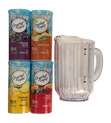 Crystal Light Variety Pack  Lemonade, Fruit Punch, Concord Grape and Sweet Tea Pitcher Packets with Pitcher