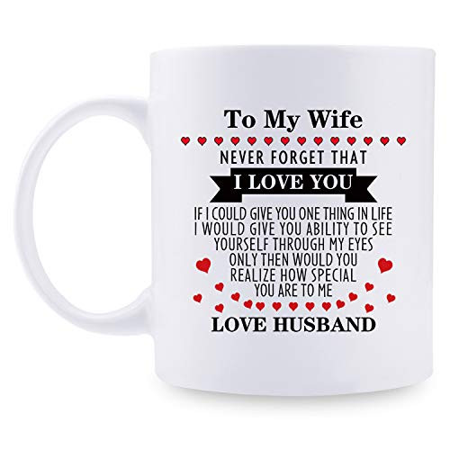 Wife Birthday Gifts from Husband - Wedding Anniversary Mug Gifts for Wife, Wife Birthday Gifts Ideas, Wife Coffee Mug for Women - 11oz Wifey Mug, To My Wife Never Forget That I Love You