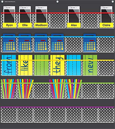 Teacher Created Resources Black Polka Dots Storage Pocket Chart (20750)