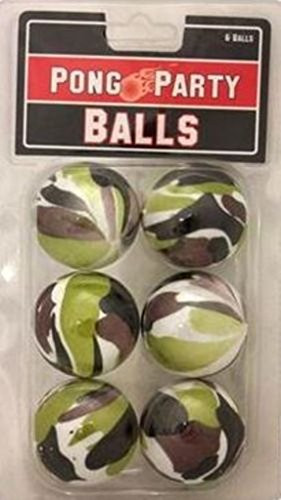 Island Dogs Beer Pong Balls, 6-pack - Mustache Pong Ball - Owl Pong Balls - Candy Skull Pong Balls - Camo Pong Balls -Camo Pong Balls-