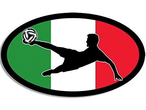LPF USA Magnet Oval Italy Flag w/Soccer Player Magnetic Sticker -World Cup Futbol-
