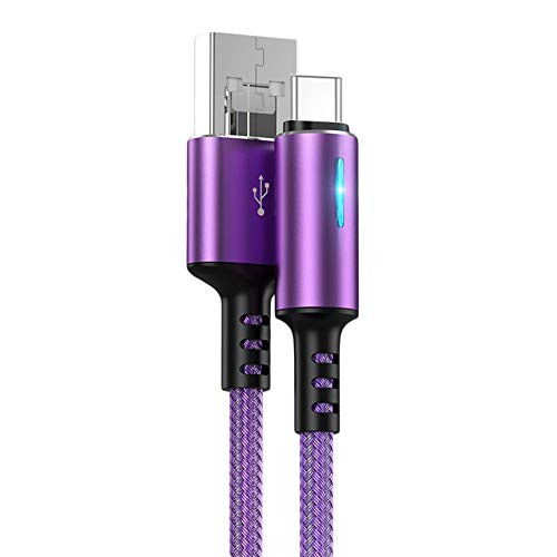 wpOP59NE USB Charge Cord 5A Type-C Fast Charging Data Transfer Braided Cable Cord for Android Purple Type-c