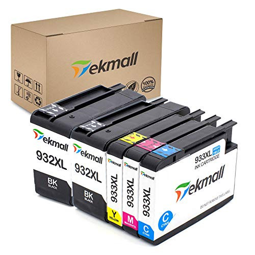 Tekmall Compatible Ink Cartridge Replacement HP 932XL 933XL 932 933 officejet 6100 6700 6600 7610 7612 7110 7510 7512 Printers 5 Packs(2BK, 1C, 1M, 1Y)