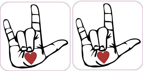StickerTalk Heart Hand ASL I Love You Vinyl Stickers, 1 sheet of 2 stickers, 2.5 inches by 2.5 inches each