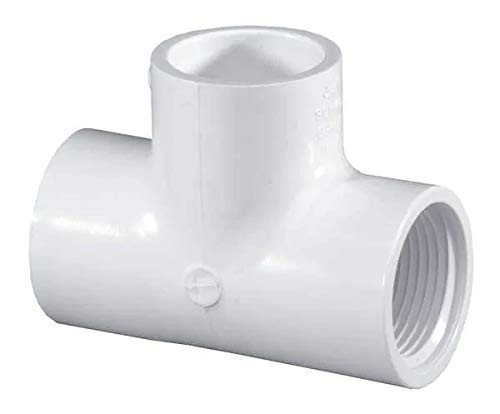 PVC Tee Pipe Fitting Sch 40 - 3/4 Inch Socket x 3/4 Inch FNPT x 3/4 Inch Socket PVC Tee - PVC Tee 3/4 Inch for Plumbing - PVC Pipe Connectors - PVC Pipe Fittings