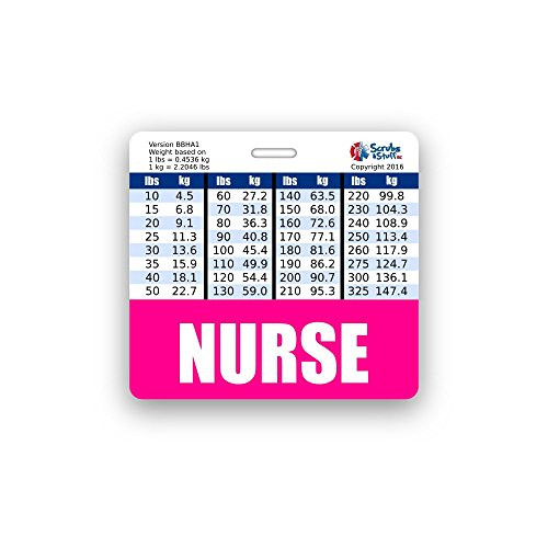 Nurse Badge Buddy Horizontal w/Height  and  Weight Conversion Charts -Pink-