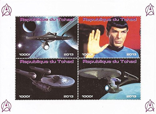Chad 2013 Star Trek Spock and Enterprise 4 Stamp Sheet 3B-538 Chad 2013 Star Trek Spock and Enterprise 4 Stamp Sheet 3B-538