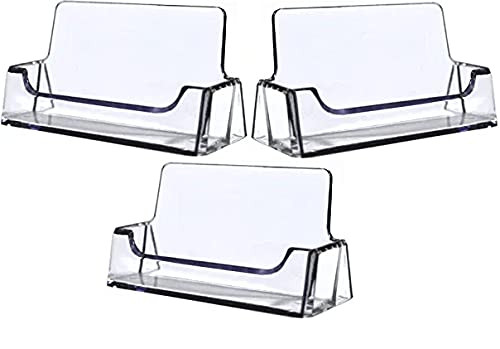 Tag Plastics - Clear Acrylic Business Card Holder Display Office Business Card Holder Business Card Stand Business Card Desk Holder, Fits 30-50 Business Cards -3-