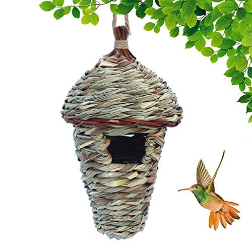 Kimdio Birdhouse for Outside Hanging, Hummingbird House, Grass Hand Woven Bird Nest, Natural Hummingbird Hut for Outdoor - Corn Kimdio Birdhouse for Outside Hanging, Hummingbird House, Grass Hand Woven Bird Nest, Natural Hummingbird Hut for Outdoor - Corn