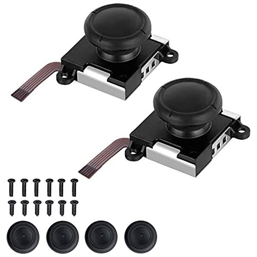 Joycon Joystick Replacement 2 Pack, Switch Analog Stick Parts for Switch Joy-Con Controller  and  Switch Lite, Left/Right Analog Joystick with Thumbstick Grips Caps and Screws -14PCS-