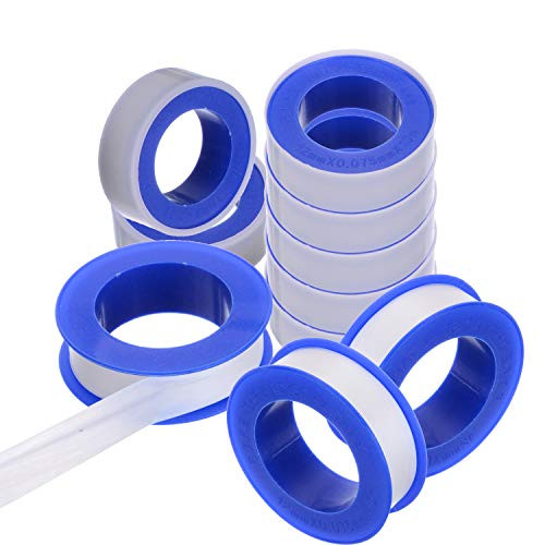 PTFE Pipe Slealant Seal Teflon Tape Plumbers Tape - 10 Rolls Theard Flex Seal Tape Waterproof Plumbers Plumbing White 1/2" x 394 Inch
