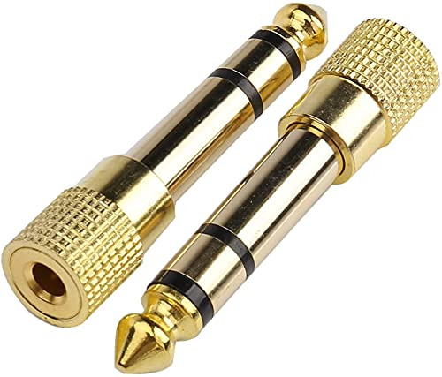 Professional 6.35mm 1/4 inch Plug to 3.5mm 1/8 inch Jack Gold Plated TRS AUX Stereo Audio Headphone Jack Adapter Converter Connector-2 Pack- Professional 6.35mm 1/4 inch Plug to 3.5mm 1/8 inch Jack Gold Plated TRS AUX Stereo Audio Headphone Jack Adapter Converter Connector-2 Pack-
