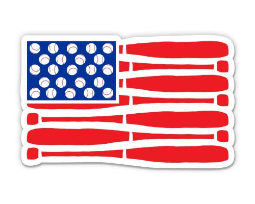 GT Graphics Express American Baseball Flag Bats and Balls - 3" Vinyl Sticker - for Car Laptop Water Bottle Phone - Waterproof Decal