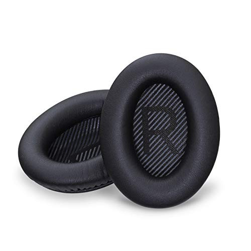 Replacement Ear Pads Protein Leather High Density Memory Foam Ear Cup Cushion Comfortable and Compatible for Bose Headphones Quiet Comfort QC35  and  QC35II Classic Black